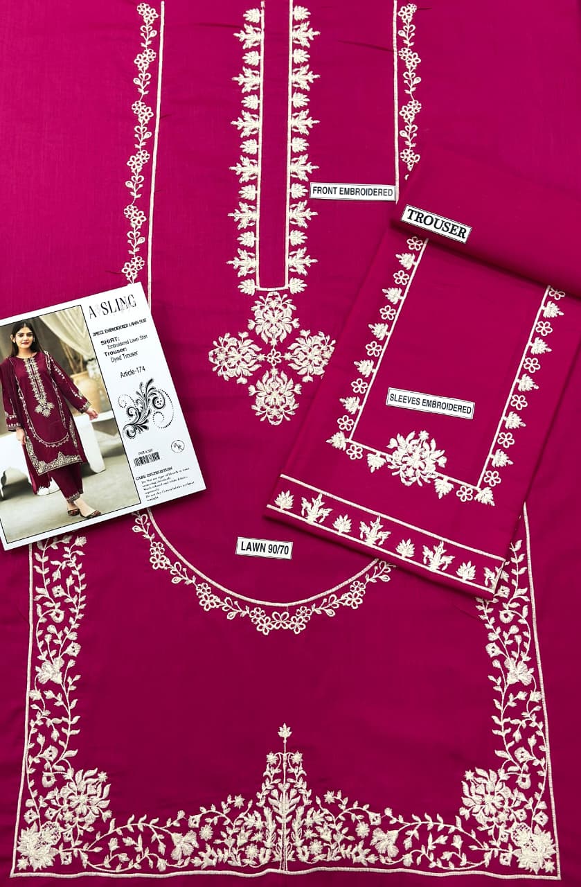 ASLING Lawn Embroidered 2Piece D-018