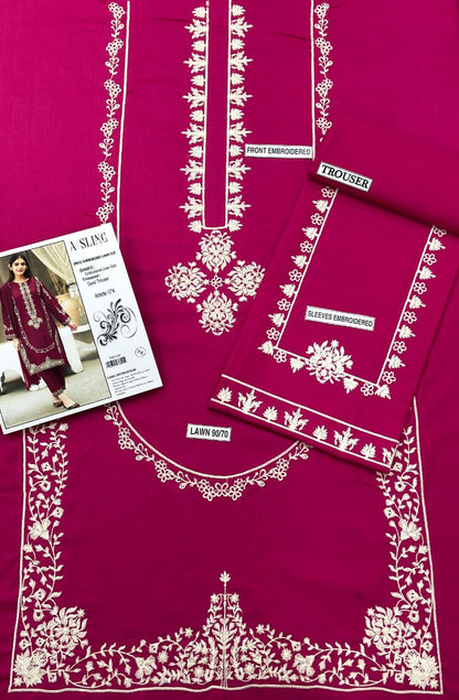 ASLING Lawn Embroidered 2Piece D-018