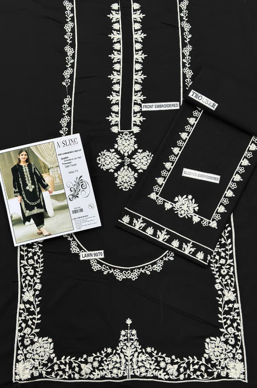 ASLING Lawn Embroidered 2Piece D-019