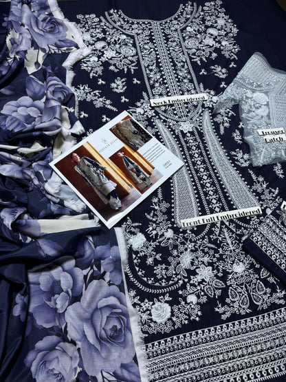 Hussain Rehar Lawn Embroidered 3Piece D-001