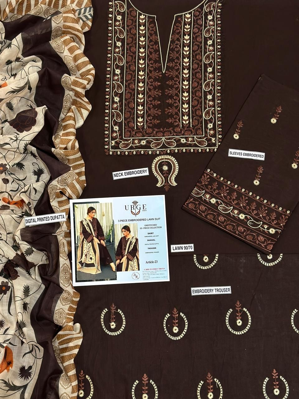 Lawn Embroidered 3Piece D-022